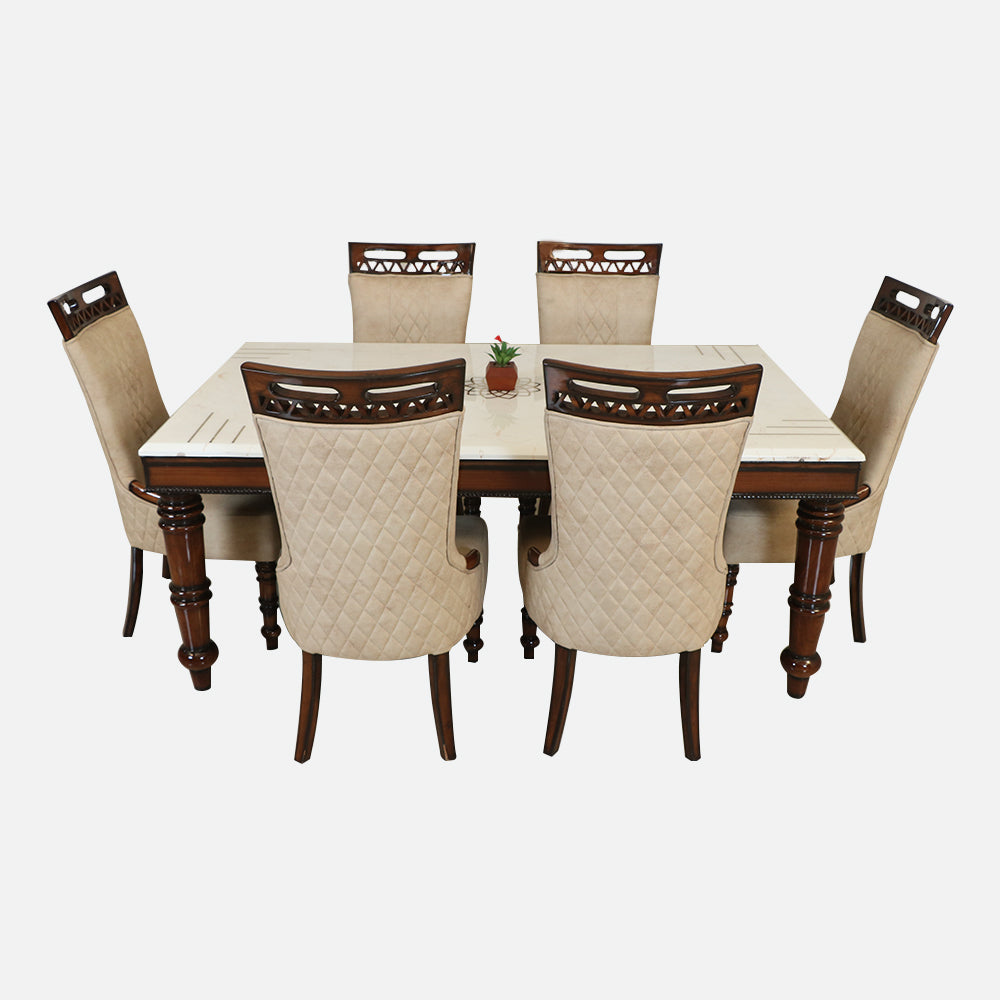 MAARK MARBLE TOP 6 SEATER DINING SET 6044 TD