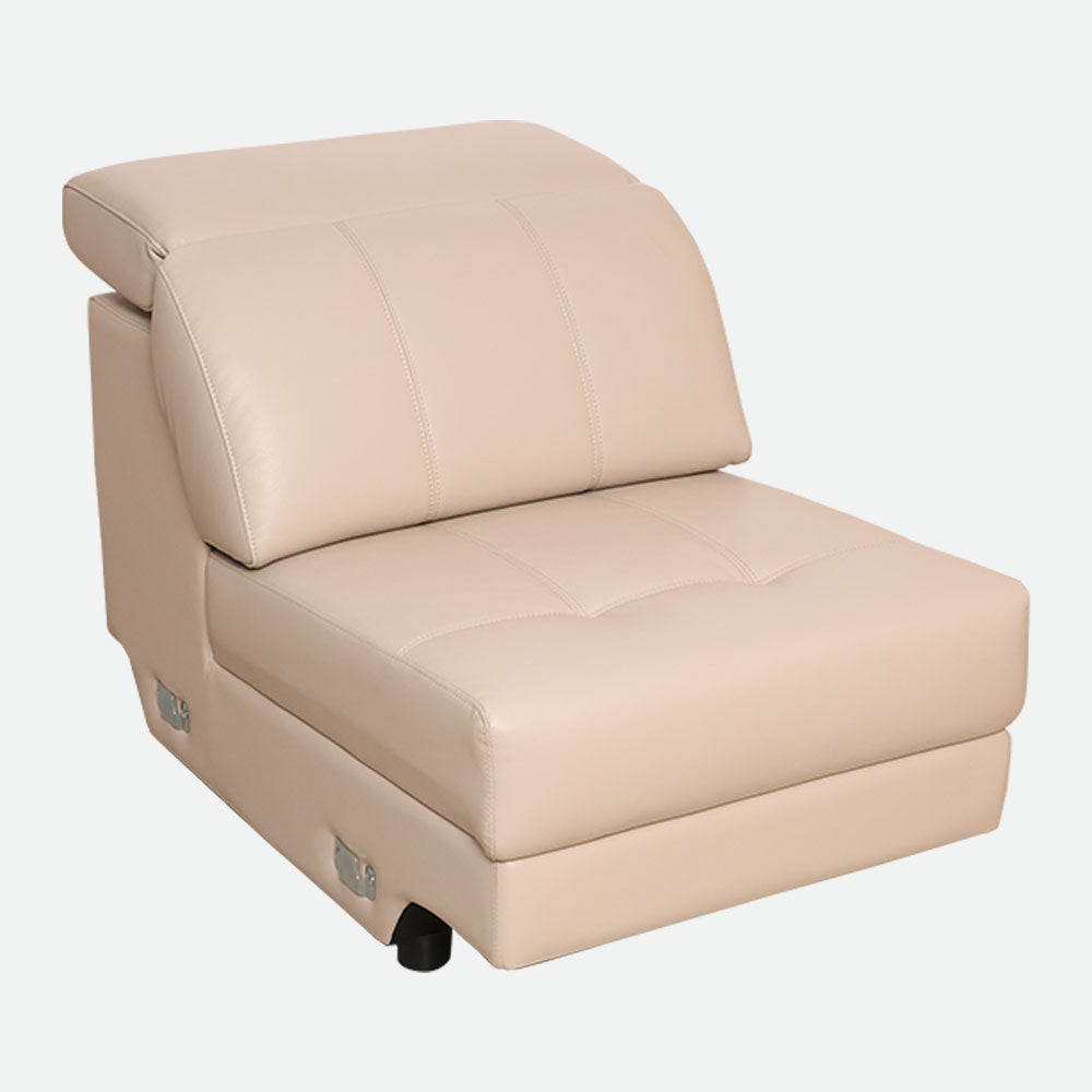 MAARK CORNER MOTORIZED RECLINER LEATHER SOFA 5 SEATER FJ345-663B CREAM WHITE COLOUR HT