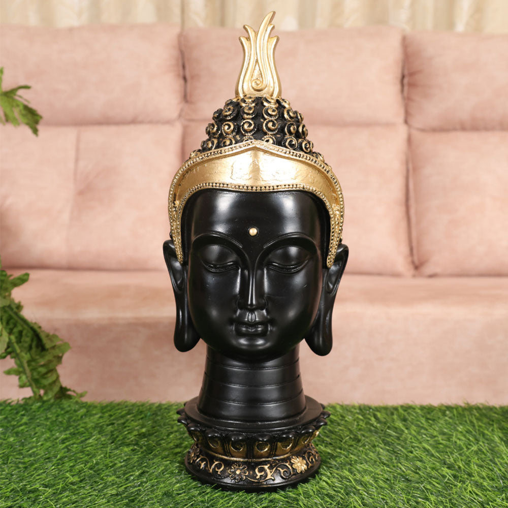 MAARK STATUE BIG BUDDHA FACE BLACK/GOLDEN 17" EH