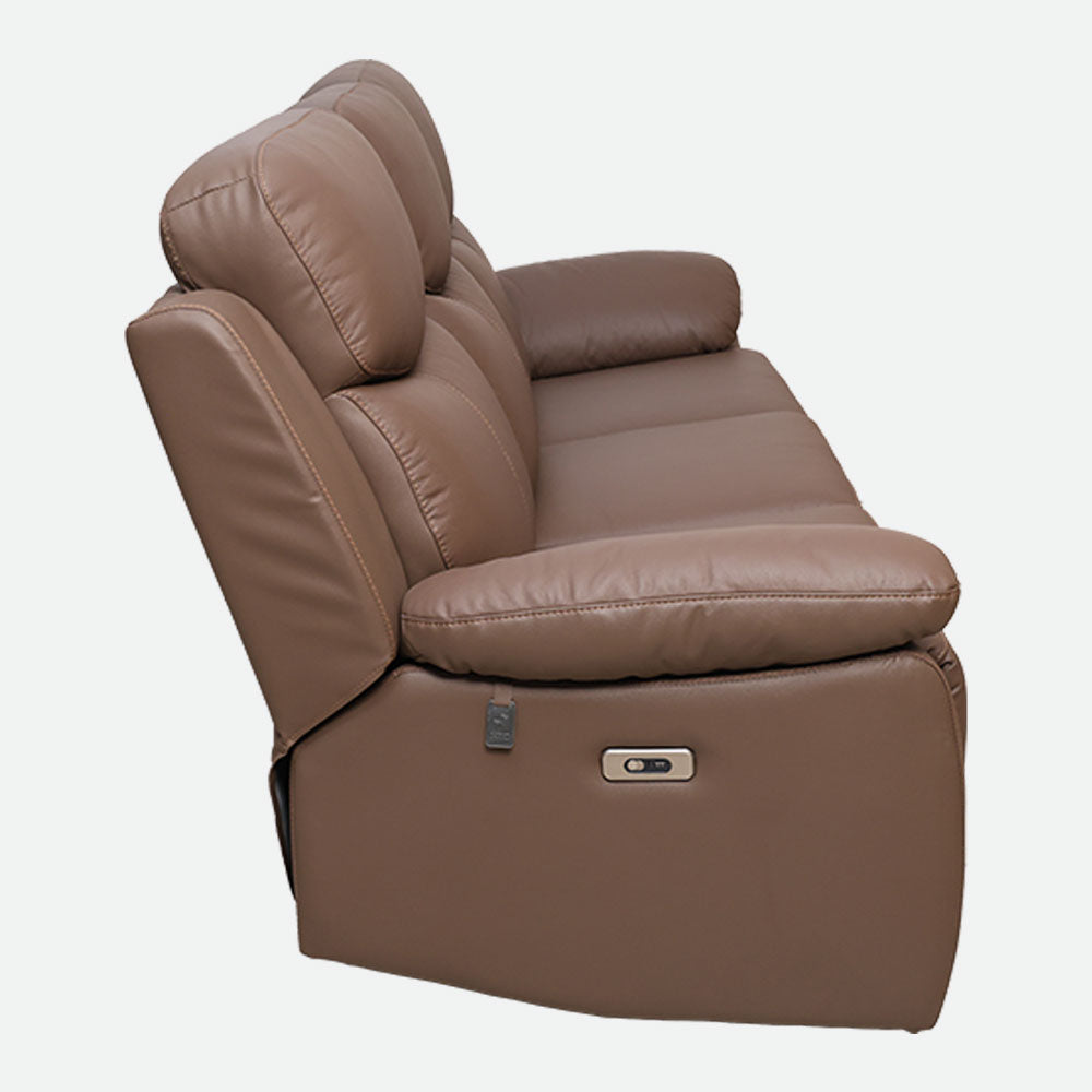 MAARK MOTORIZED RECLINER LEATHER SOFA SET 3R+2R+1R 1406 - CAMEL HT
