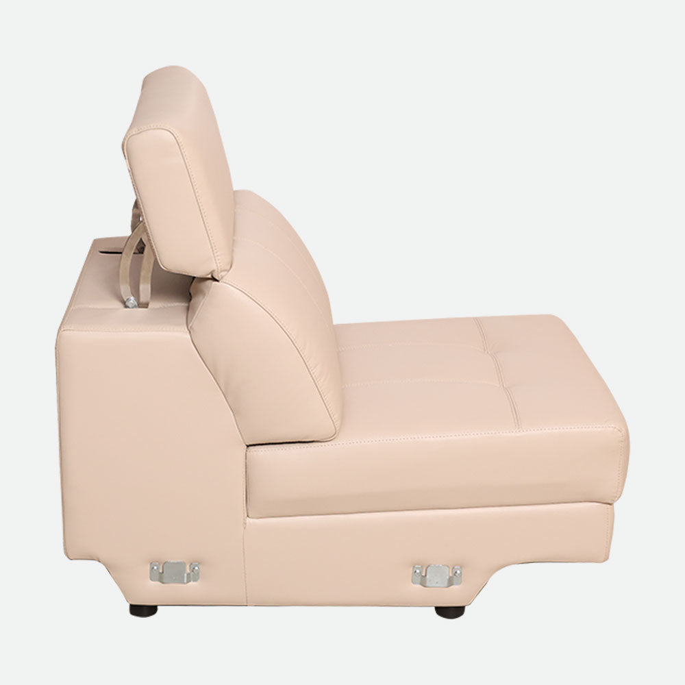 MAARK CORNER MOTORIZED RECLINER LEATHER SOFA 5 SEATER FJ345-663B CREAM WHITE COLOUR HT