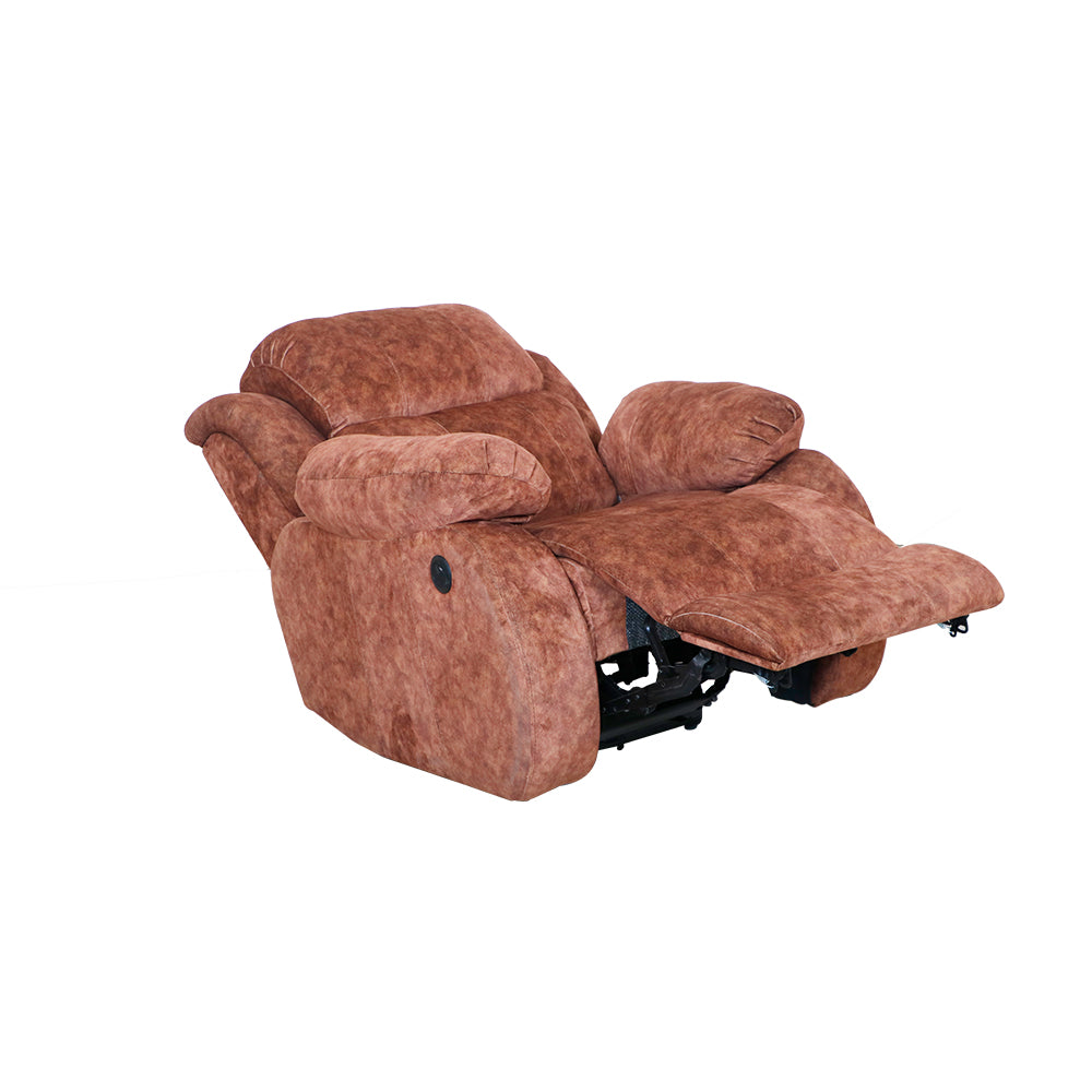 MAARK MOTORIZED RECLINER FABRIC SOFA SET (3+1R+1R) BROWN COLOUR
