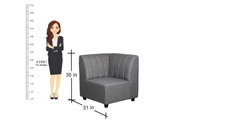 MAARK FABRIC CORNER SOFA 5 SEATER HACKSAW GRAY COLOUR