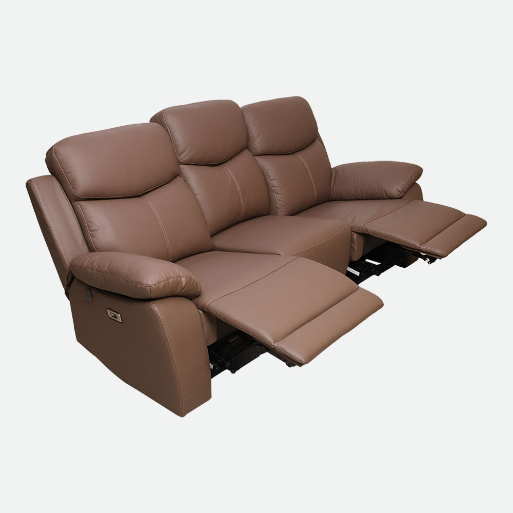 MAARK MOTORIZED RECLINER LEATHER SOFA SET 3R+2R+1R 1406 - CAMEL HT
