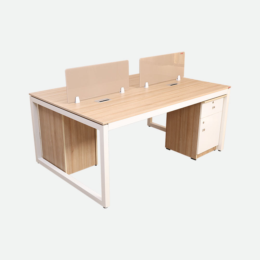 MAARK WORK STATION & PEDESTAL WITH STEEL FRAME AND GLASS 6*4