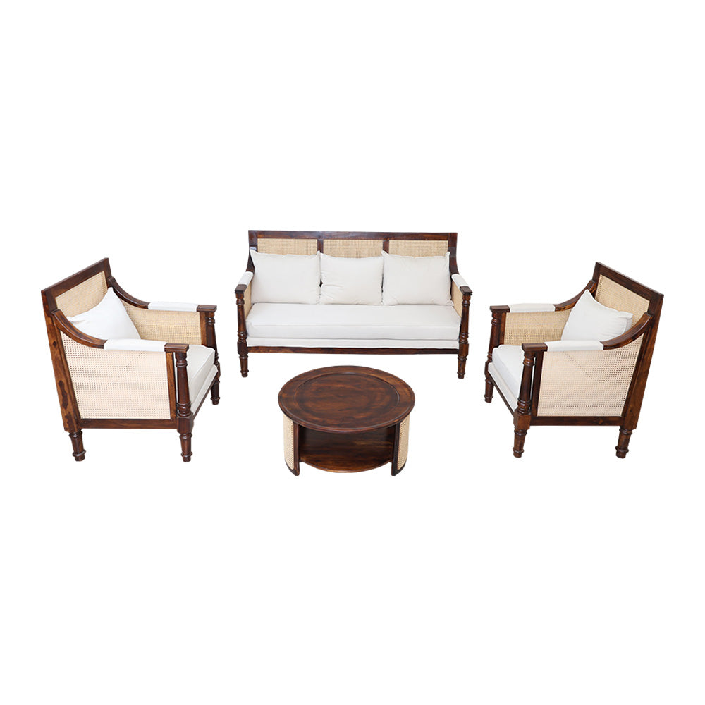 MAARK SHEESHAM WOOD SOFA SET WITH COFFEE TABLE (3+1+1) KENWOOD