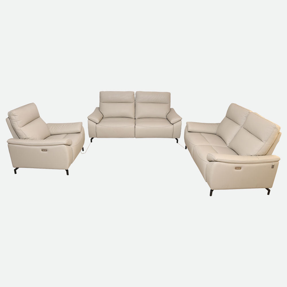 MAARK MOTORIZED RECLINER LEATHER SOFA SET (3R+2R+1R) 6022-BEIGE HT