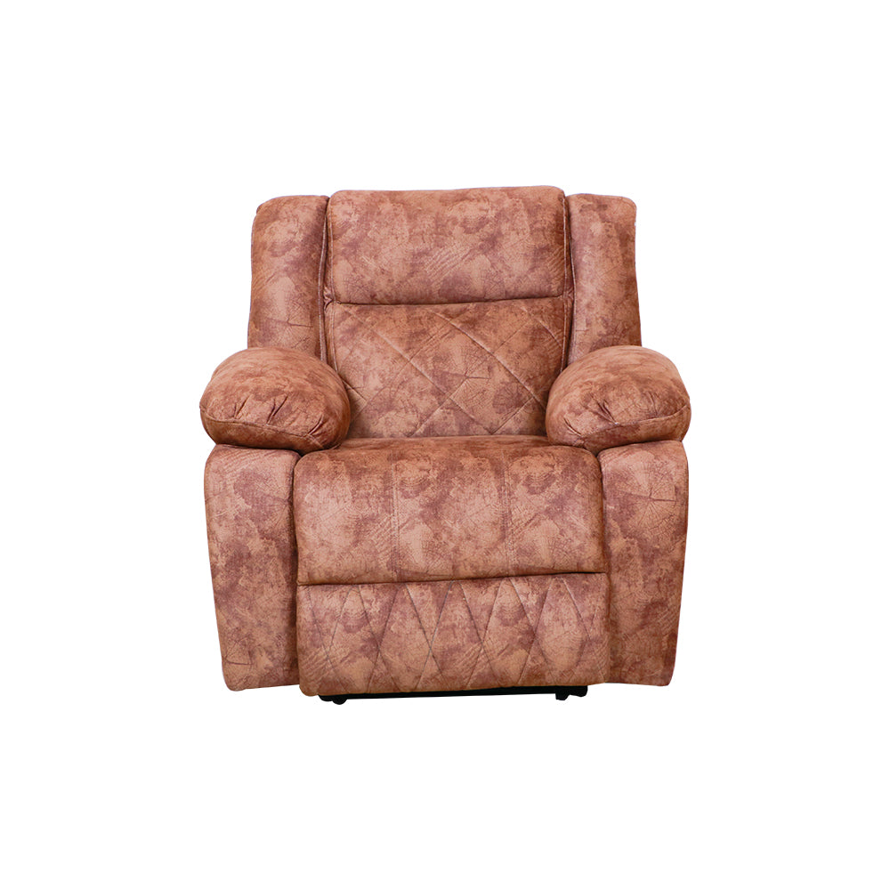 MAARK MANUAL RECLINER FABRIC SOFA SINGLE SEATER PISTHA BROWN COLOUR