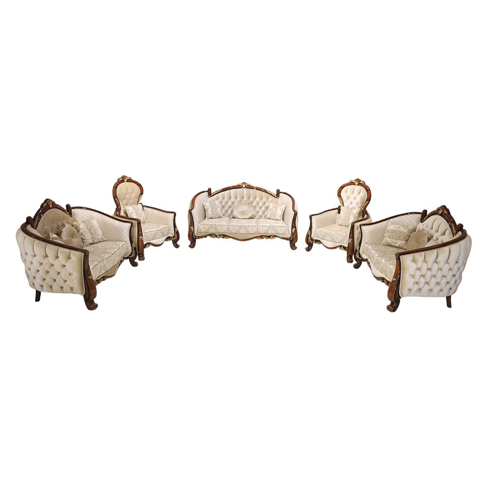 MAARK PALACE SOFA SET (3+2+2+1+1)WHITE GOLD BF