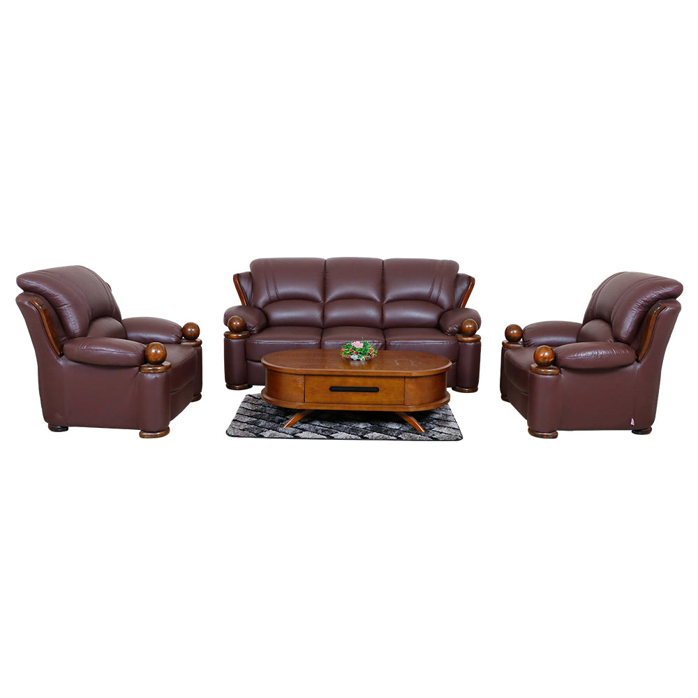 MAARK LEATHERETTE SOFA SET (3+1+1) DION MAROON COLOUR HT