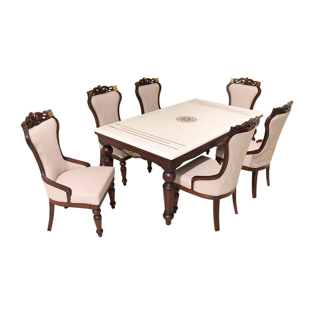 MAARK MARBLE TOP 6 SEATER DINING SET 6002 TD