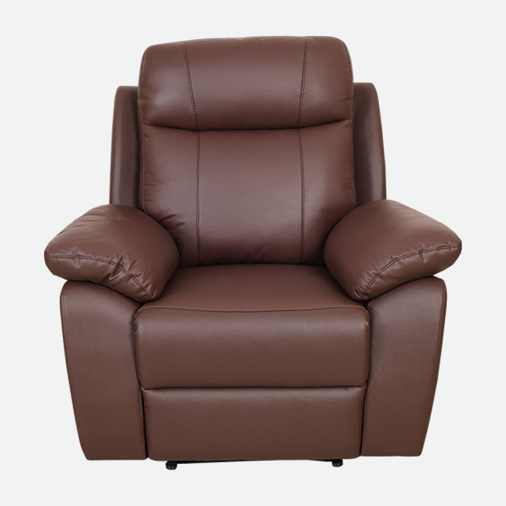 MAARK MANUAL RECLINER LEATHER SINGLE SEATER SOFA 1410-6041-BROWN HT