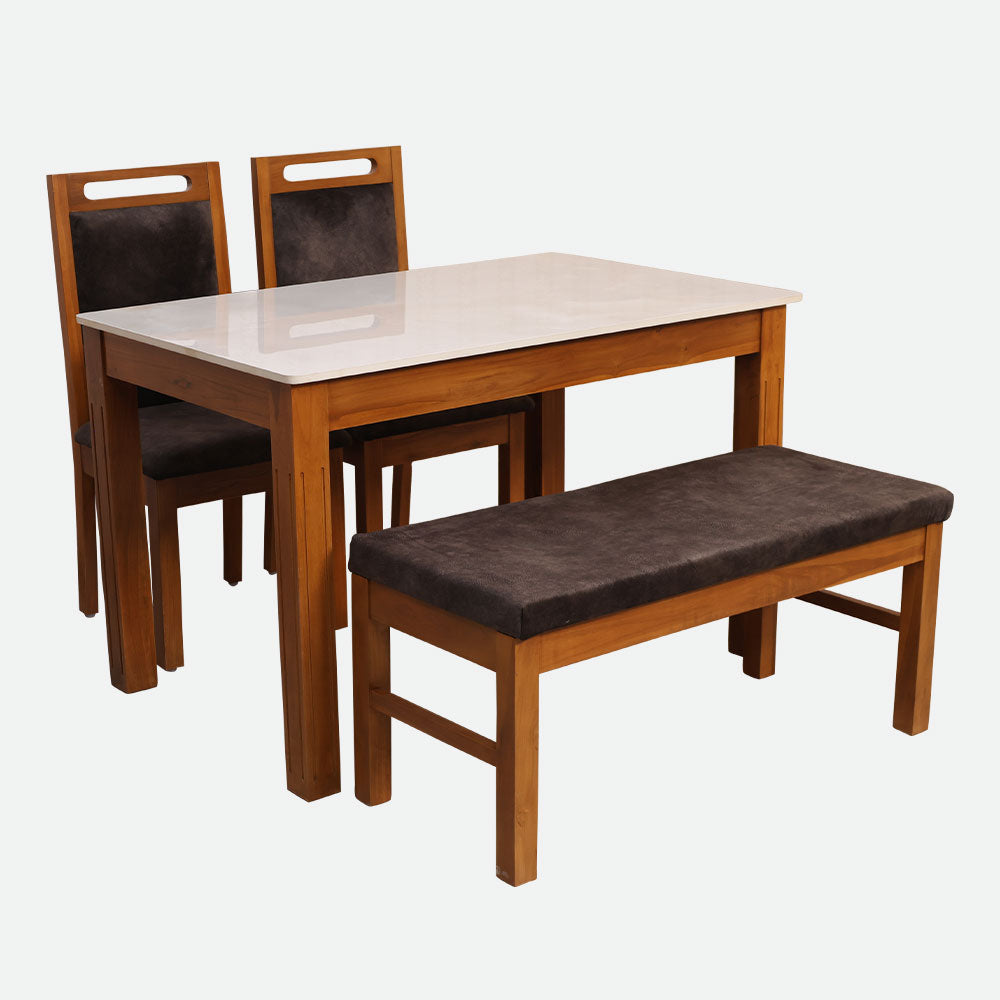 MAARK MARBLE TOP 4 SEATER DINING SET (1+2+BENCH) MEXICO
