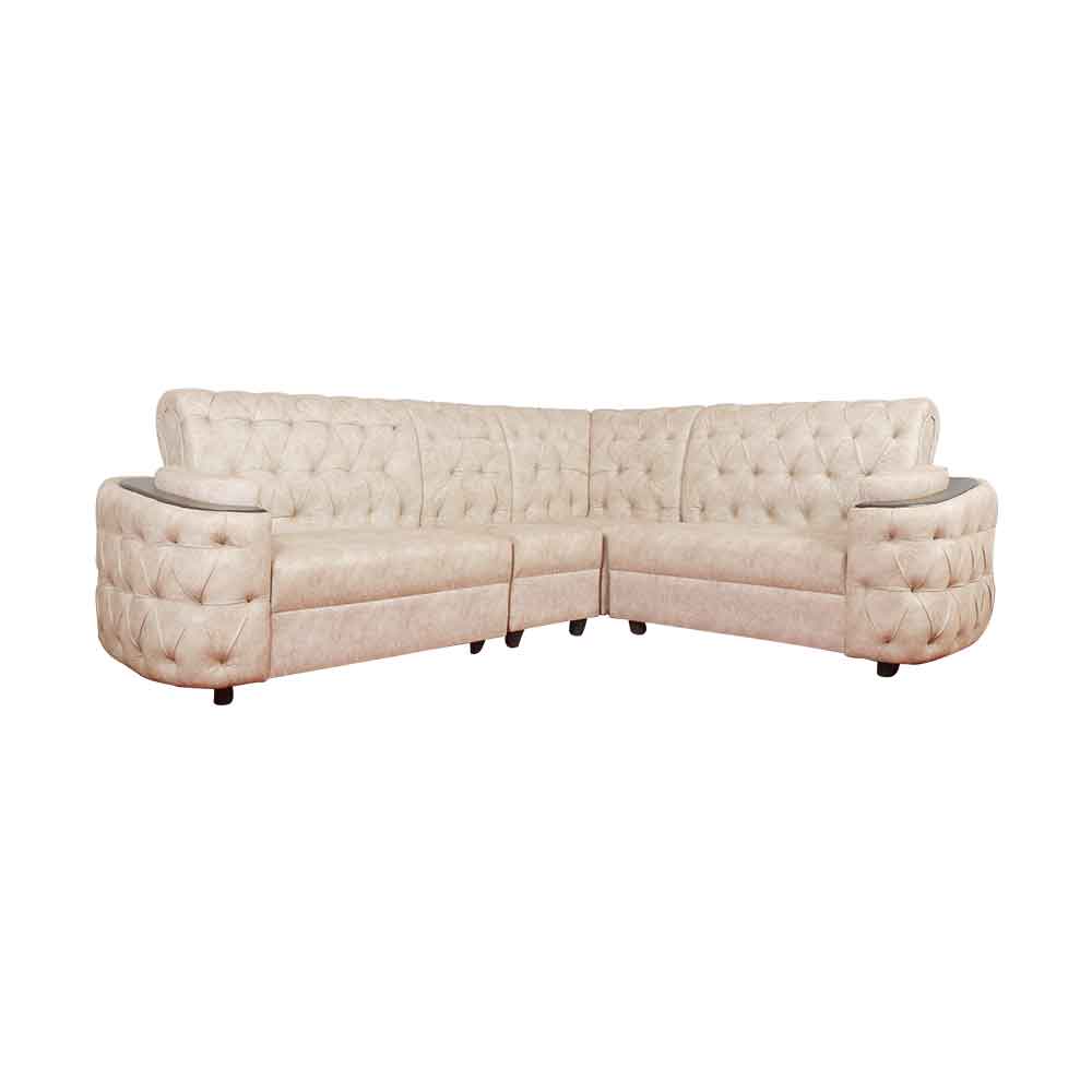 MAARK FABRIC CORNER SOFA 5 SEATER BMW WITH PUFFY HALF WHITE COLOUR
