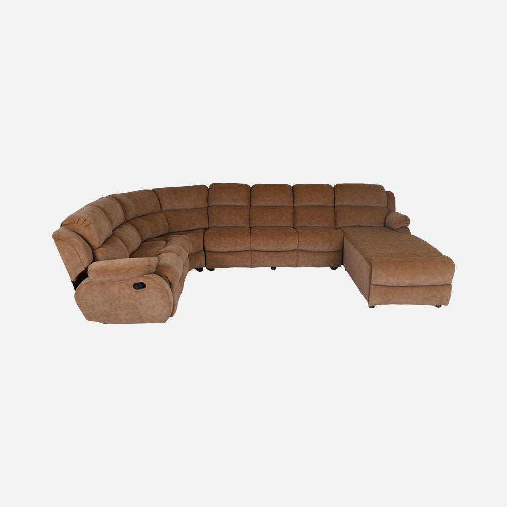 MAARK CORNER MANUAL RECLINER FABRIC SOFA 5 SEATER WITH DIWAN F211
