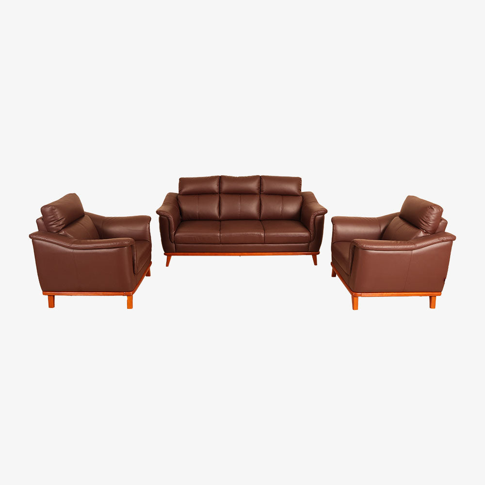MAARK LEATHERETTE SOFA SET (3+1+1) CERMAI CHARCOAL COLOUR HT