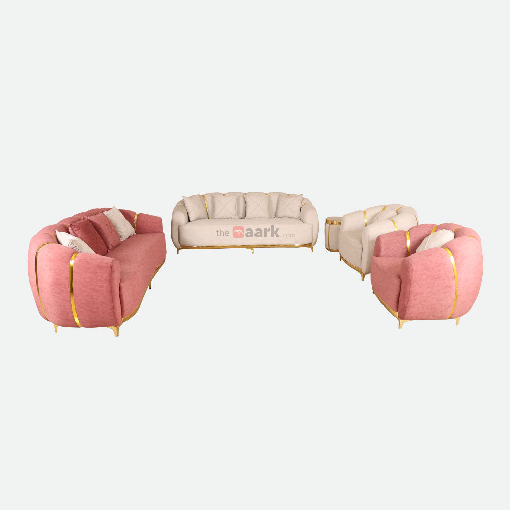 MAARK FABRIC SOFA SET (3+3+1+1+PUFFY) SUN FLOWER