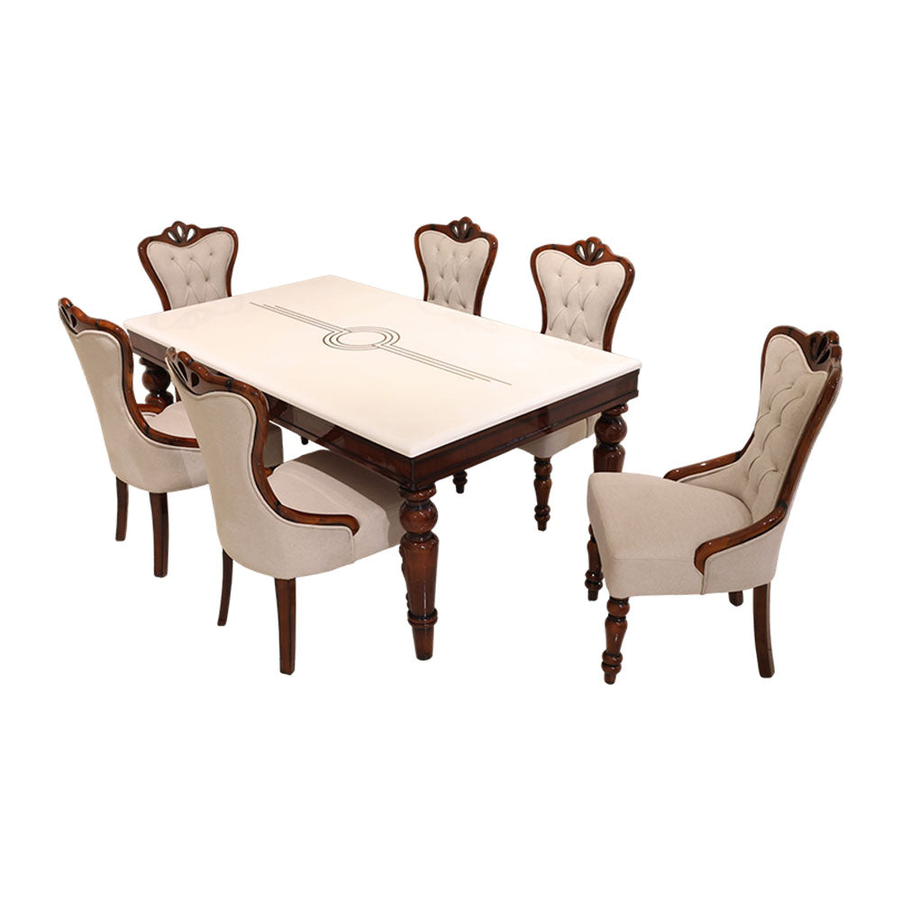 MAARK MARBLE TOP 6 SEATER DINING SET 6002 TD
