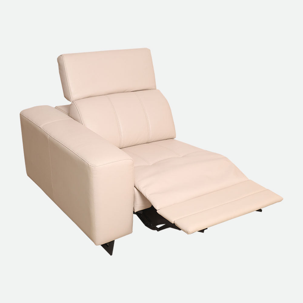 MAARK CORNER MOTORIZED RECLINER LEATHER SOFA 5 SEATER FJ345-663B CREAM WHITE COLOUR HT
