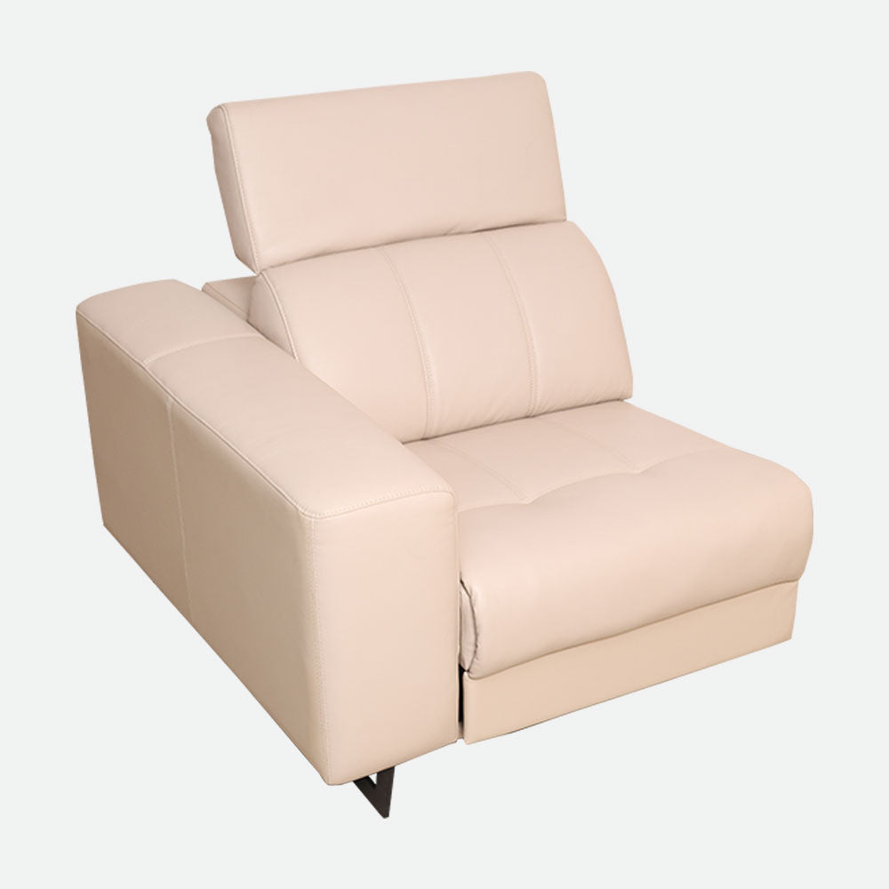 MAARK CORNER MOTORIZED RECLINER LEATHER SOFA 5 SEATER FJ345-663B CREAM WHITE COLOUR HT