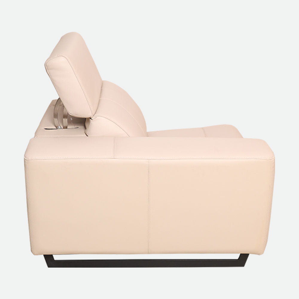 MAARK CORNER MOTORIZED RECLINER LEATHER SOFA 5 SEATER FJ345-663B CREAM WHITE COLOUR HT