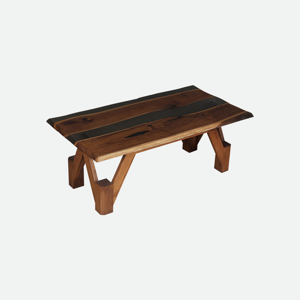 MAARK EPOXY COFFEE TABLE - TRANSPARENT BLACK TEAK AA