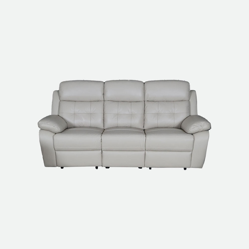 MAARK MANUAL RECLINER LEATHER SOFA SET (3R+1R+1R) 1157 CREAM COLOUR HT