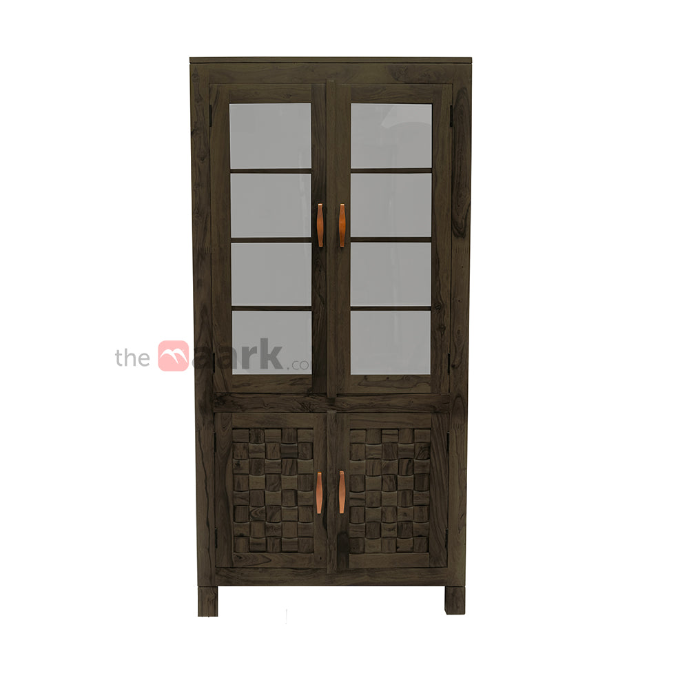 MAARK SEESHAM WOOD 2 DOOR CROCKERY UNIT 6119 STONE FINISH SV