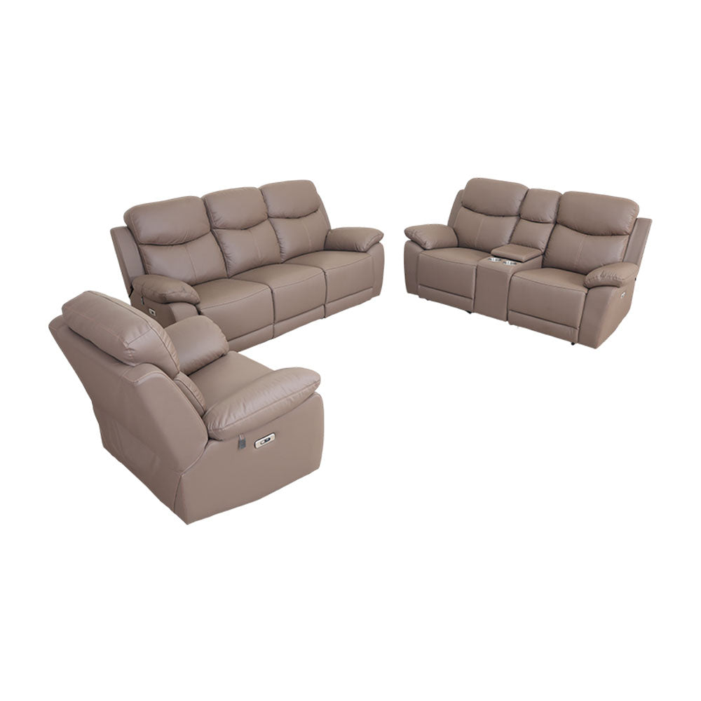 MAARK MOTORIZED RECLINER LEATHER SOFA SET (3R+2R+1R) 1406-CAMEL HT
