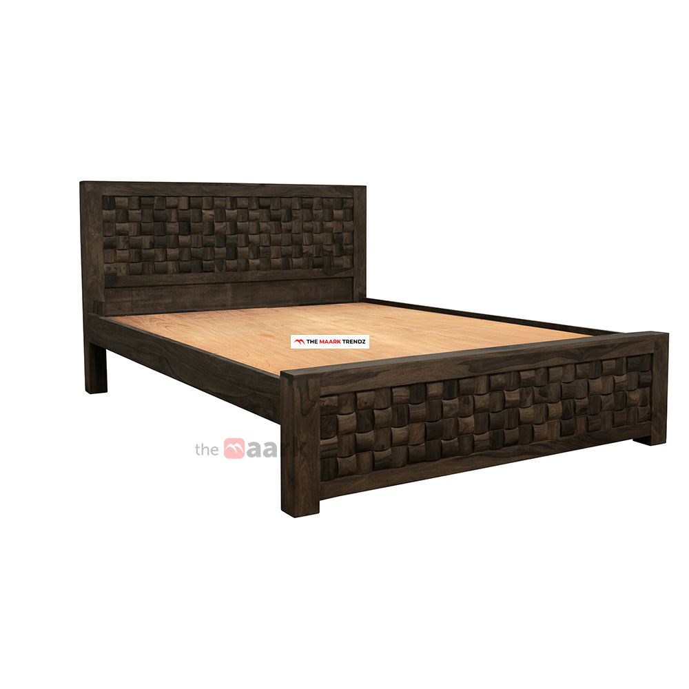 MAARK SHEESHAM WOOD SINGLE BED (3*6) 3055 STONE FINISH SV