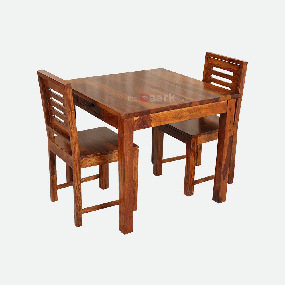 MAARK SHEESHAM WOOD 2 SEATER DINING SET (2.75*2.75) 1184 NATURAL FINISH SV