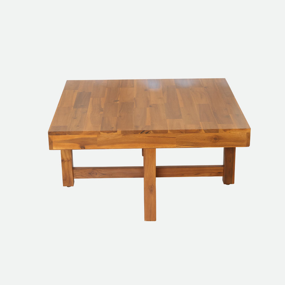 MAARK WOODEN FINISH 4 PUFFY COFFEE TABLE TEAK COLOUR