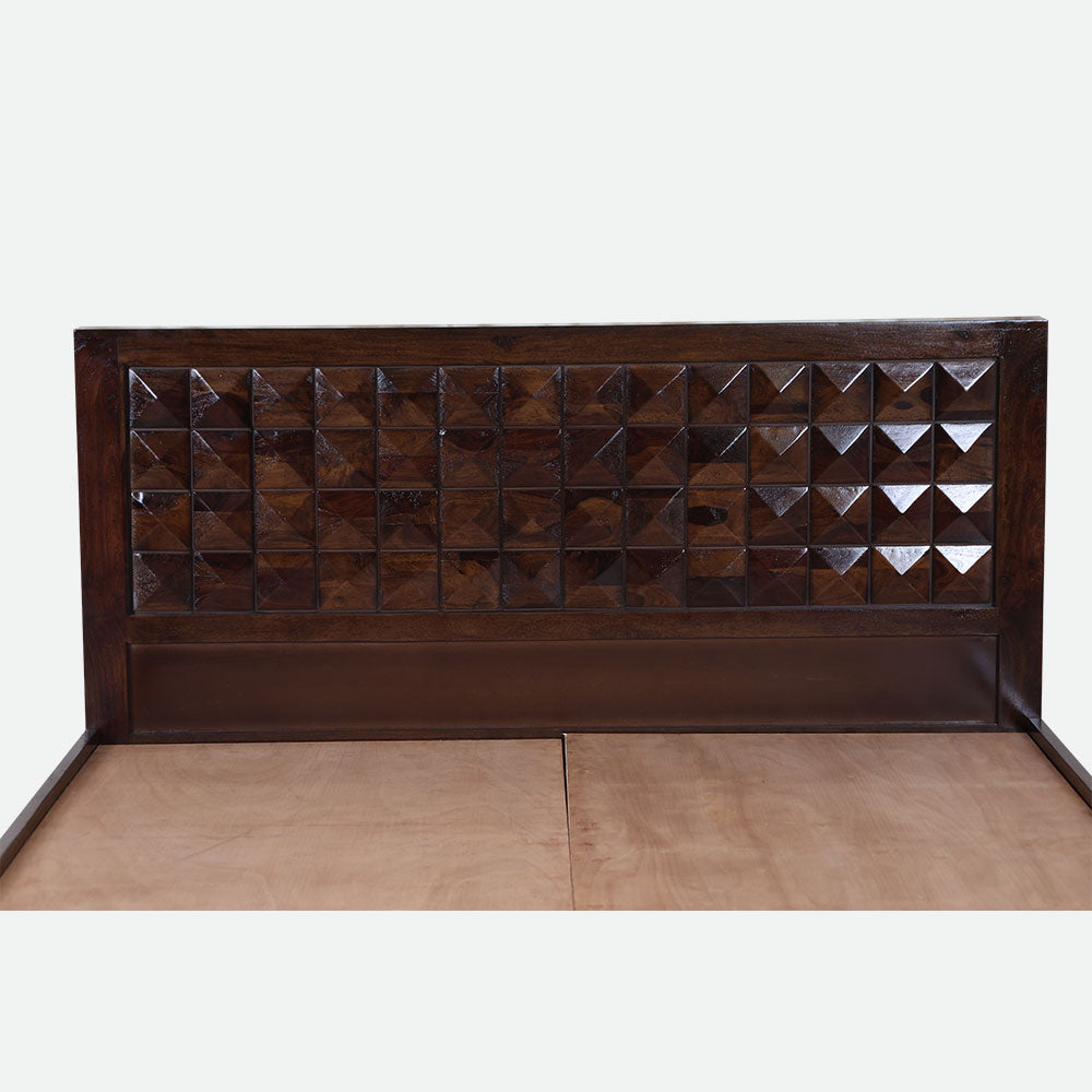MAARK SHEESHAM WOOD KING SIZE BED WITH STORAGE (6*6.5) 3061 STONE FINISH SV