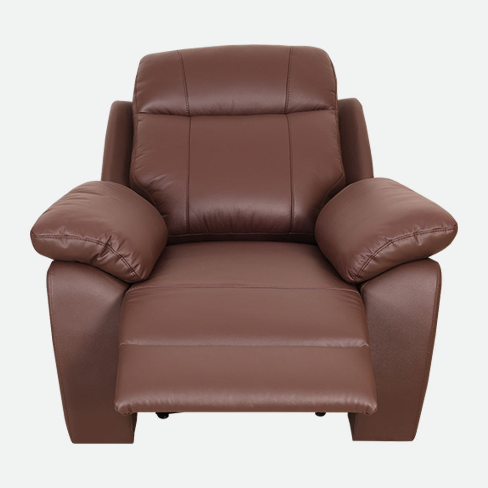 MAARK MANUAL RECLINER LEATHER SINGLE SEATER SOFA 1410-6041-BROWN HT