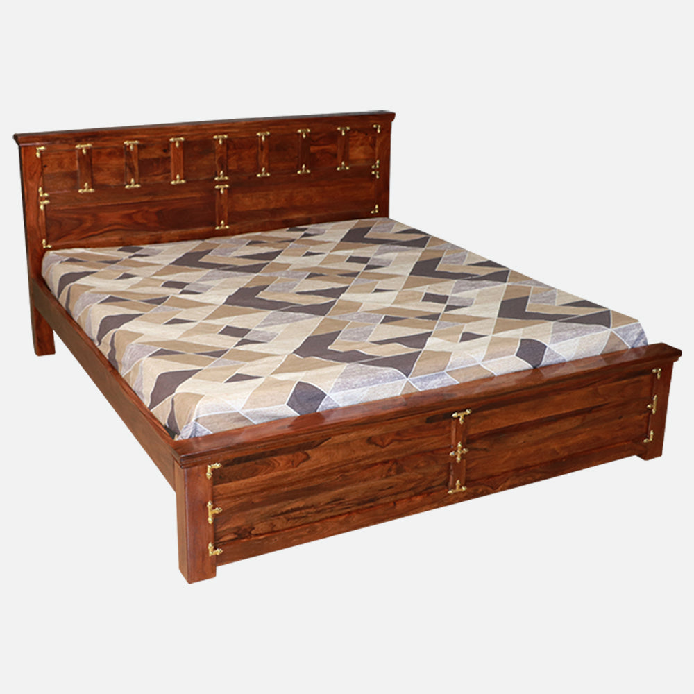 MAARK SHEESHAM WOOD KING SIZE BED (6*6.5) 3157 NATURAL FINISH SV