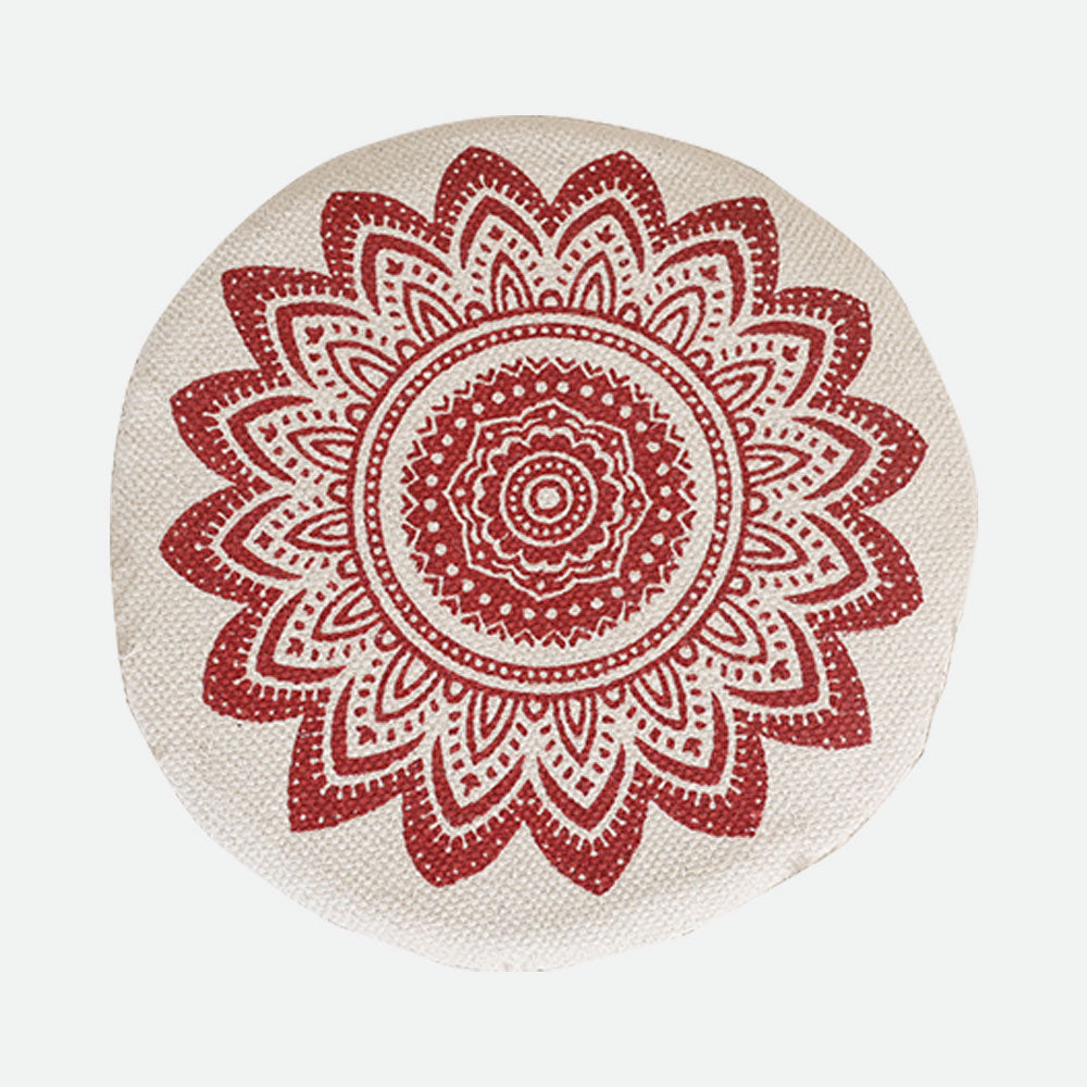 MAARK ROSY PRINTED HANDWOVEN STOOL RED & NATURAL 16*16*17" AO