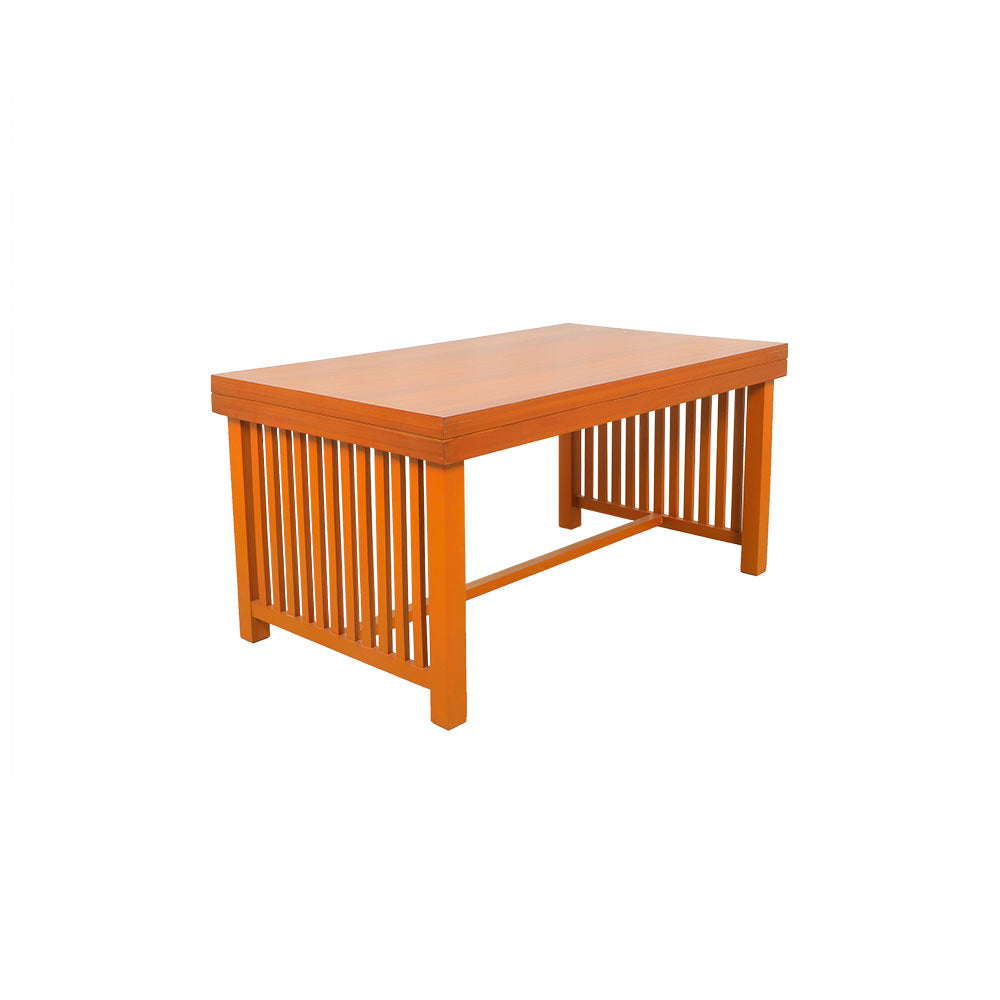 MAARK WOODEN TOP 6 SEATER DINING SET WINDOW TEAK COLOUR
