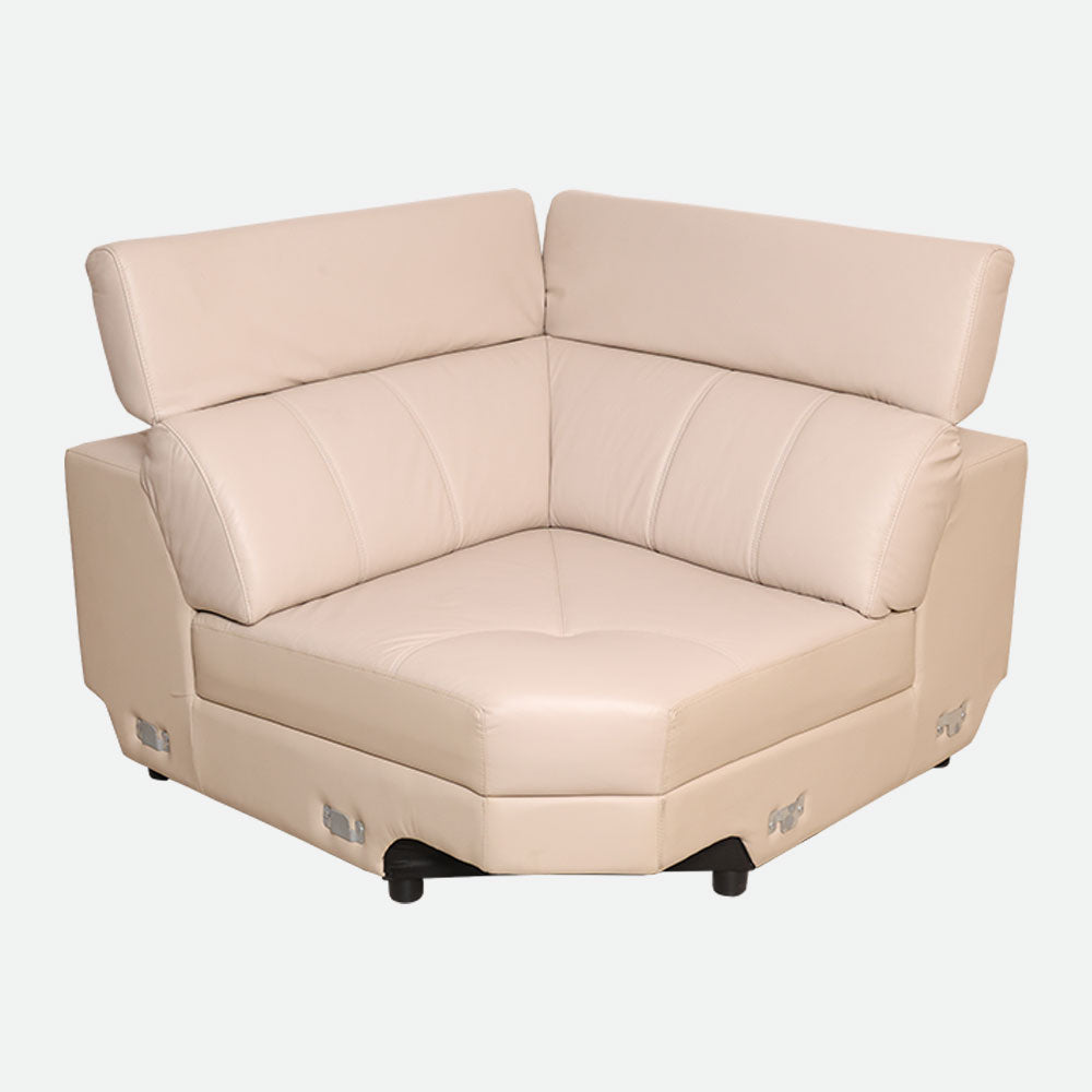 MAARK CORNER MOTORIZED RECLINER LEATHER SOFA 5 SEATER FJ345-663B CREAM WHITE COLOUR HT