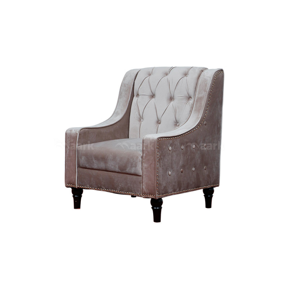 MAARK FABRIC SINGLE SEATER SOFA PANBU HALF WHITE COLOUR
