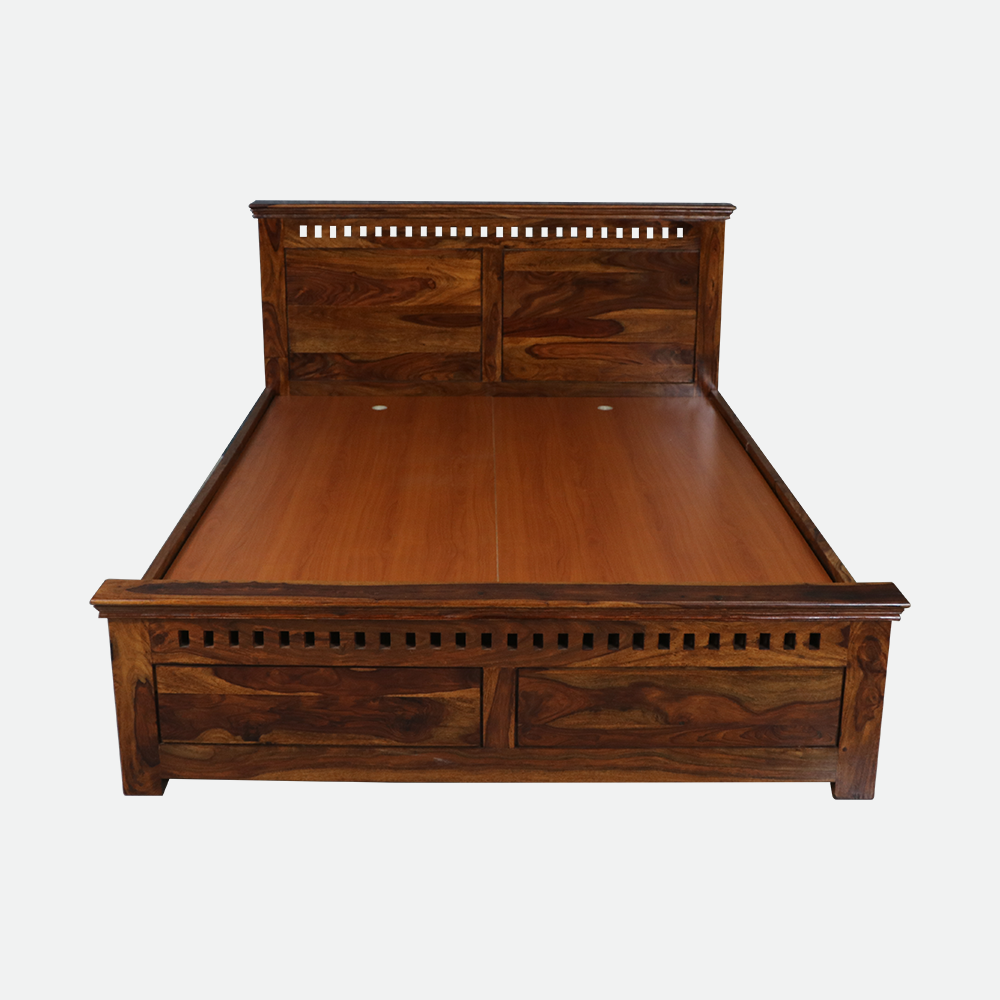 MAARK SHEESHAM WOOD QUEEN SIZE BED (5*6.5) 3081 NATURAL FINISH SV