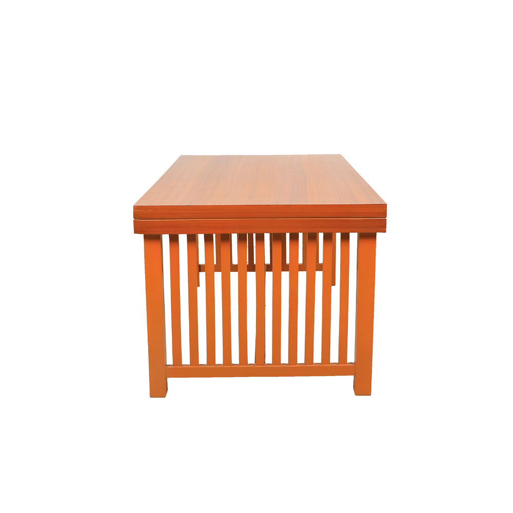 MAARK WOODEN TOP 6 SEATER DINING SET WINDOW TEAK COLOUR