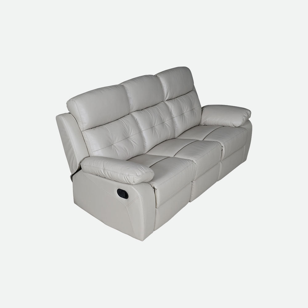 MAARK MANUAL RECLINER LEATHER SOFA SET (3R+1R+1R) 1157 CREAM COLOUR HT
