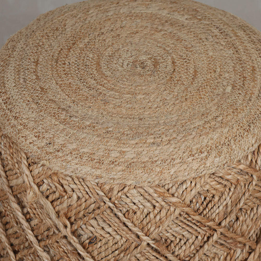 MAARK ROUND DESIGN JUTE POUF BEIGE 40*40*40_WH01-HO