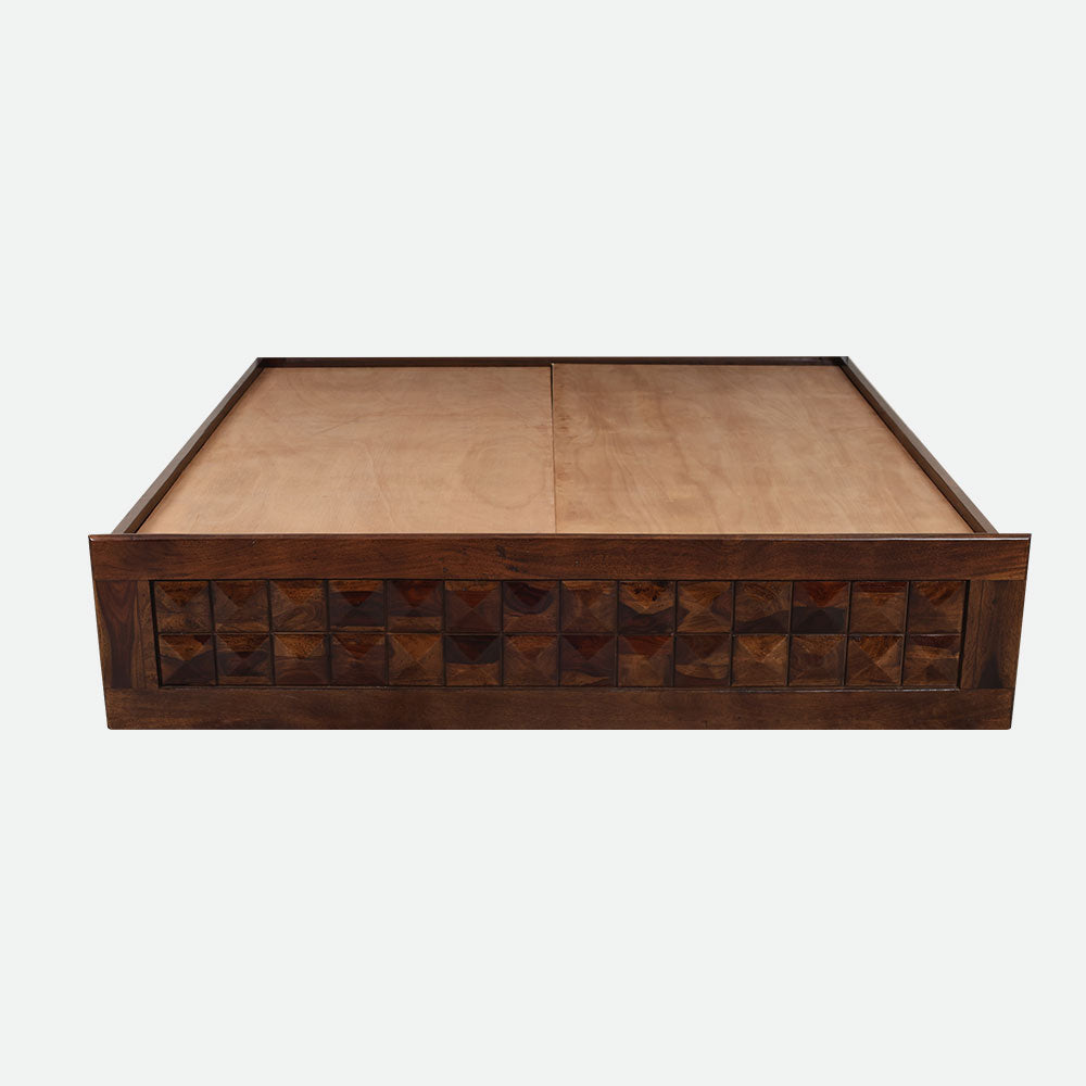 MAARK SHEESHAM WOOD KING SIZE BED WITH STORAGE (6*6.5) 3061 STONE FINISH SV