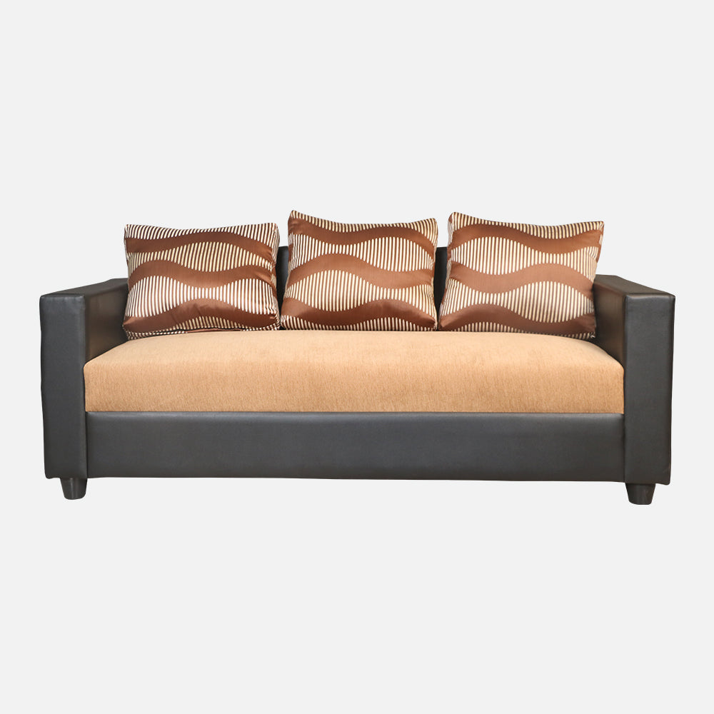 MAARK FABRIC THREE SEATER SOFA TINY WITH PIFFY BROWN