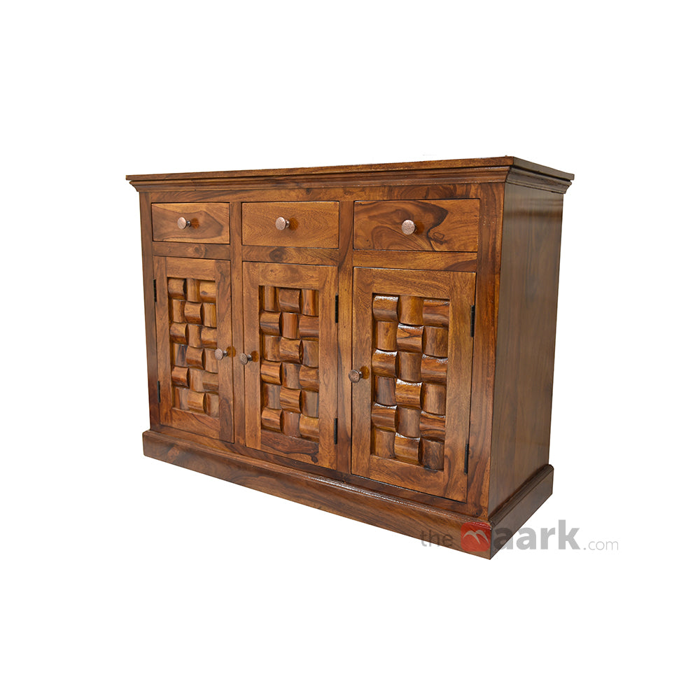MAARK SHEESHAM WOOD STORAGE CABINET SIDE BOARD 6239 NATURAL FINISH SV