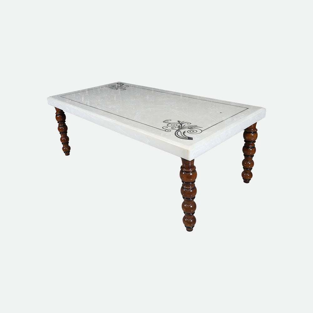 MAARK MARBLE TOP 8 SEATER DINING SET 7 BALL TD