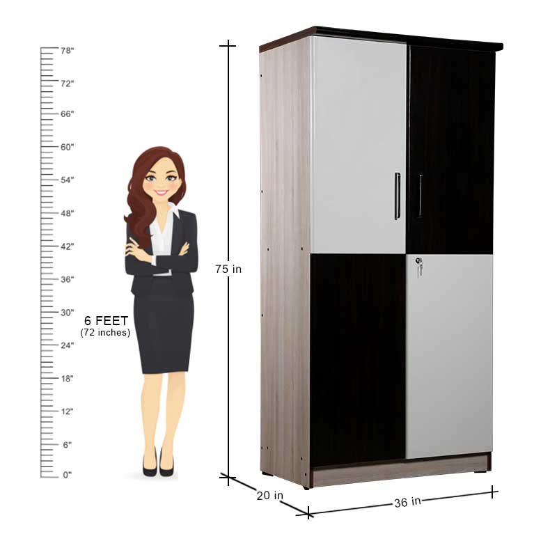 MAARK 2 DOOR WARDROBE PF PREMIUM