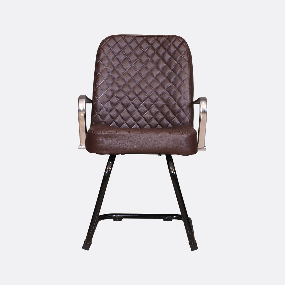 MAARK VISITOR CHAIR C BEND WITH CROME ARMS BROWN COLOUR GF