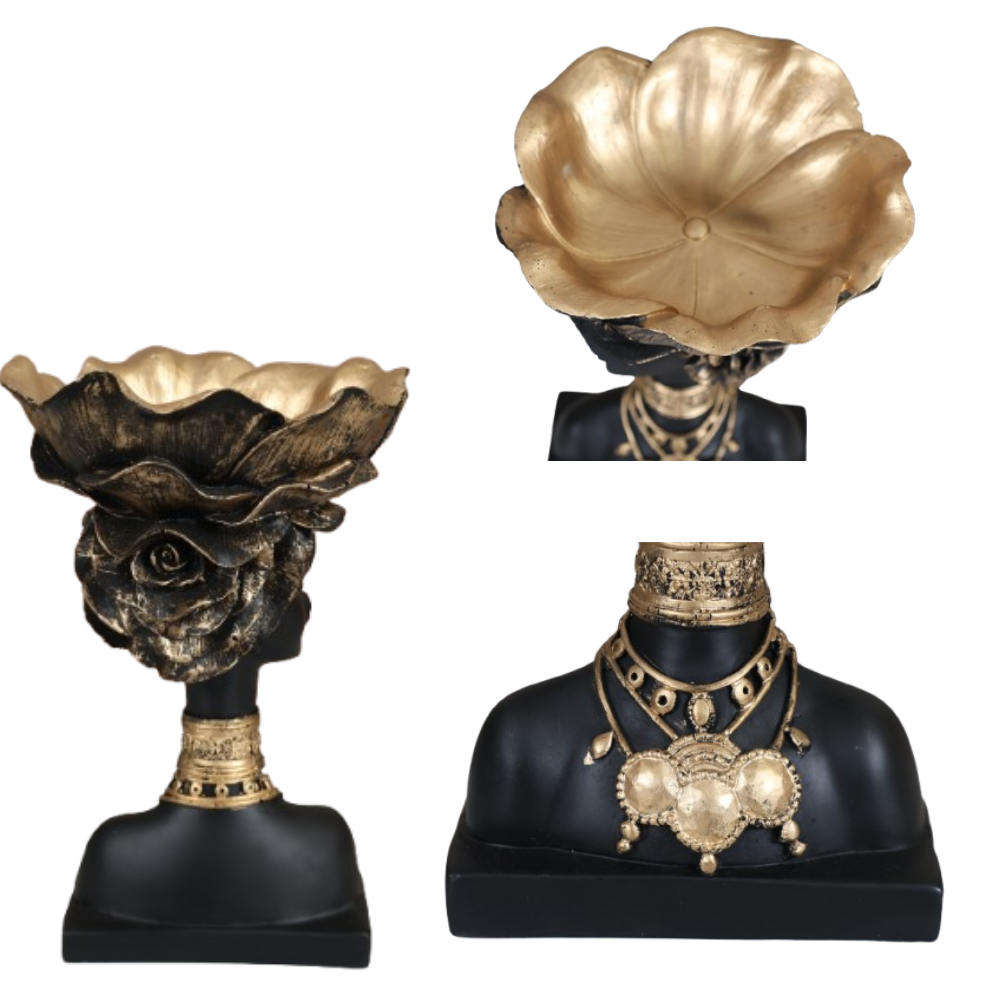 MAARK STATUE BOWL AFRICAN LADY SET OF 2 EH